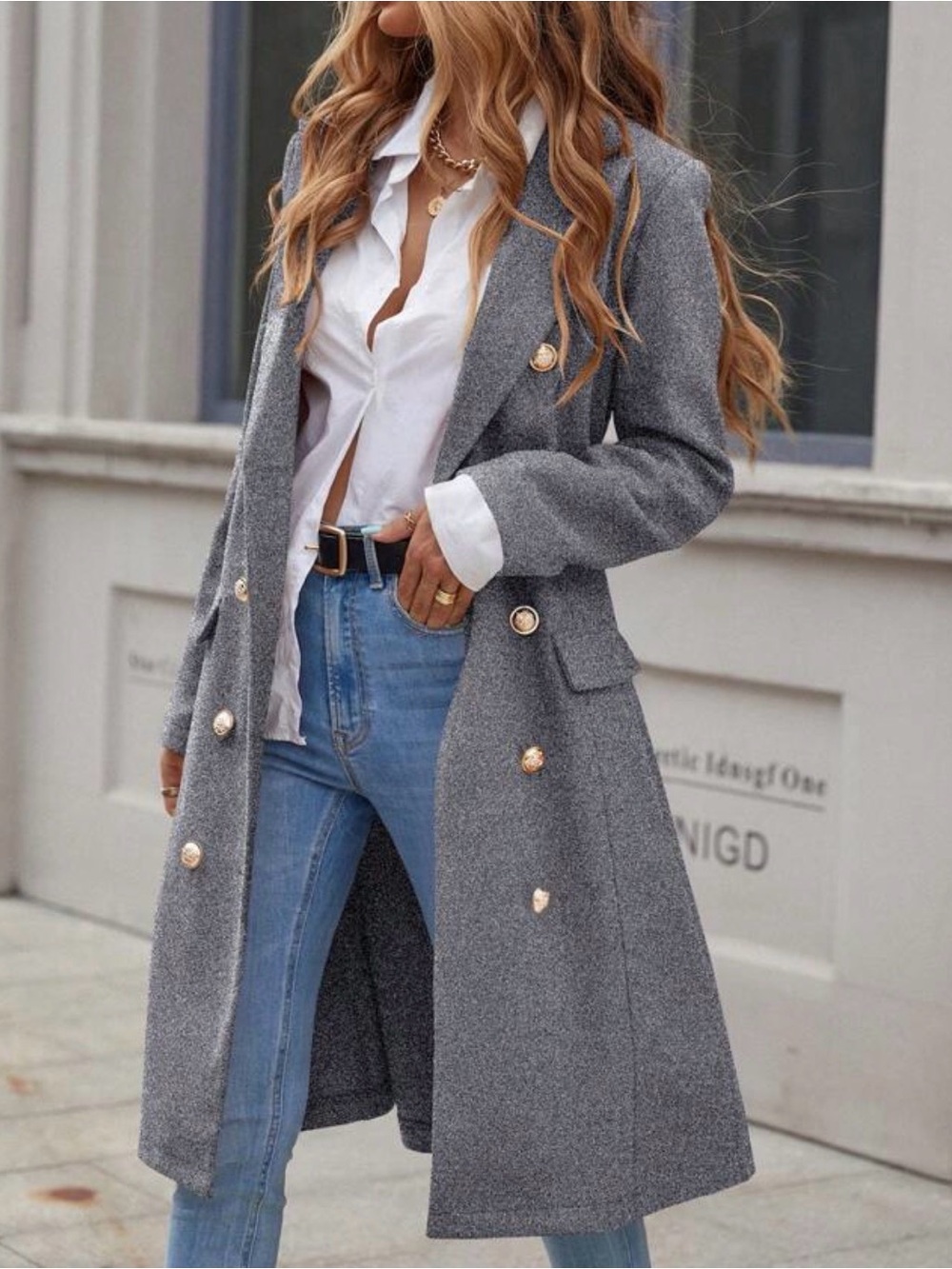 Classic Button up Long Jacket Coat - Picture 12 of 16